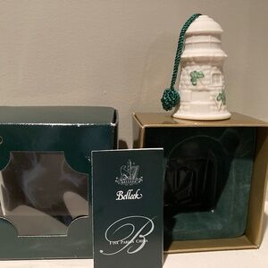 Belleek Ballinacourty Lighthouse Christmas Ornament Bell Porcelain discontinued